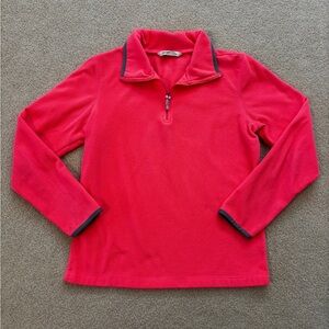 Neon Coral Quarter-Zip Fleece Pullover